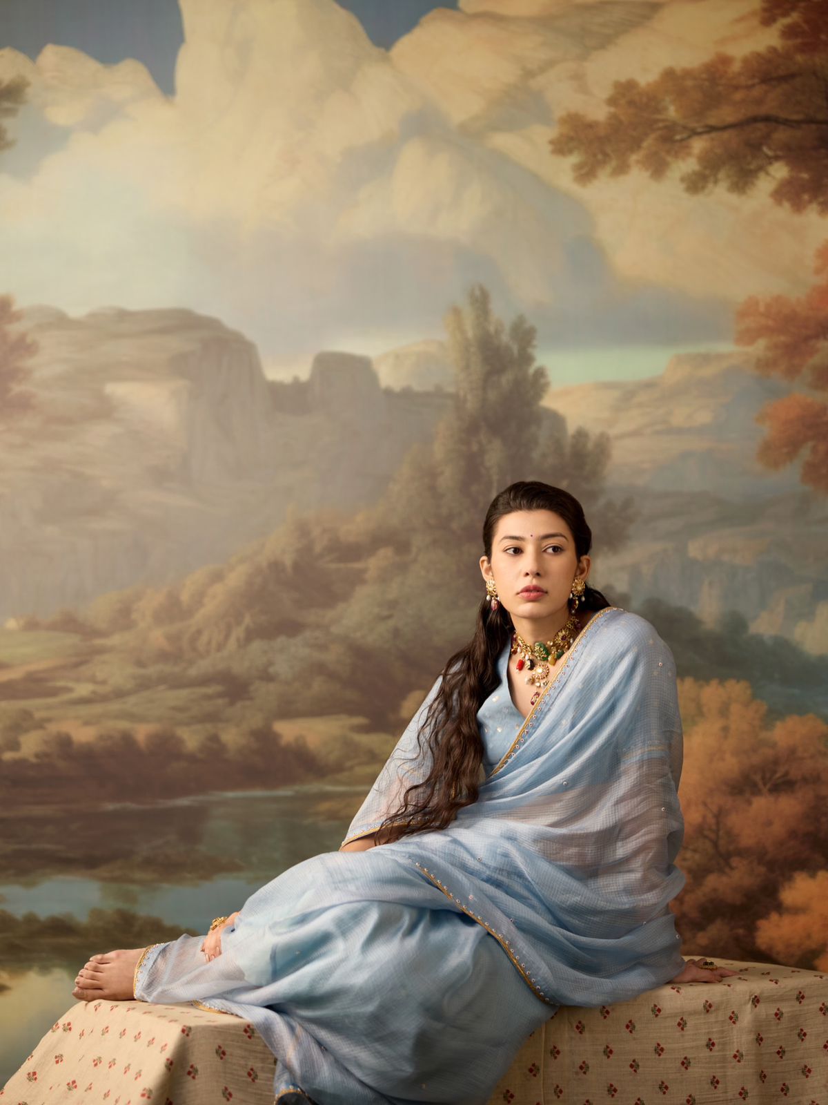 MAHARANI BLUE (SAREE & BLOUE FABRIC)