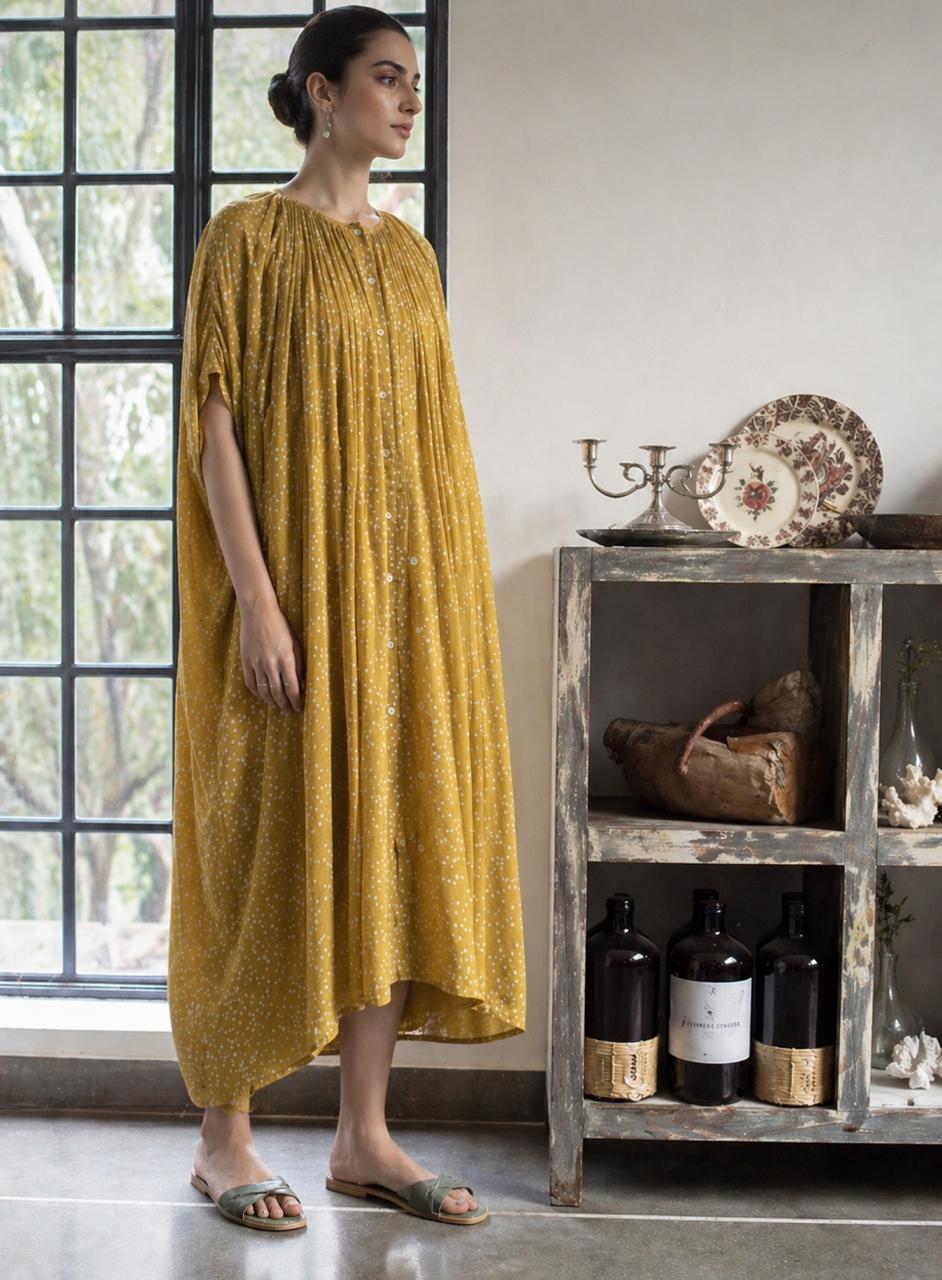 OLIVE DOT GATHER DRESS