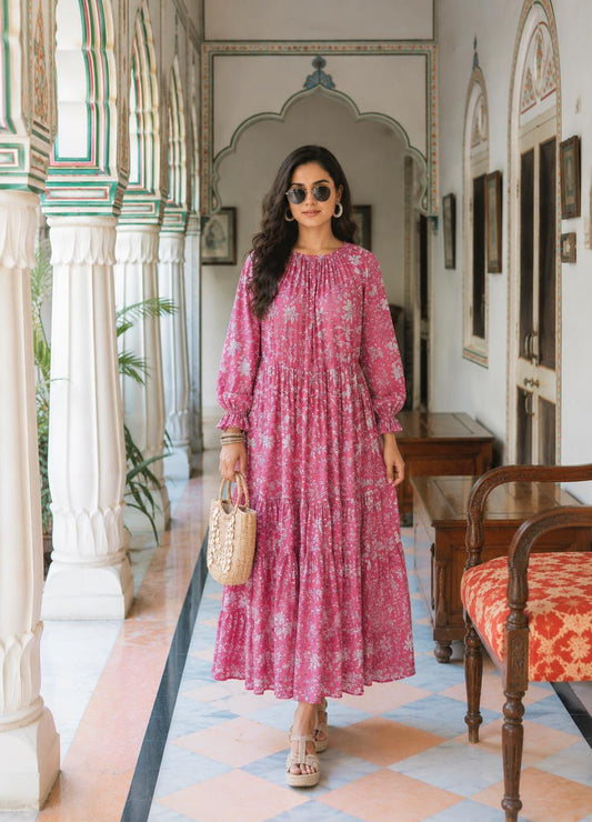 PINK FLORAL ANUSHKA DRESS