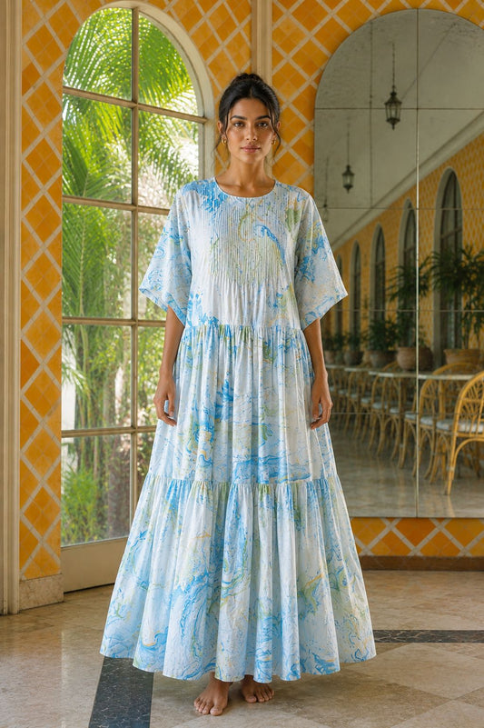 BLUE-YELLOW MARBLE DRESS