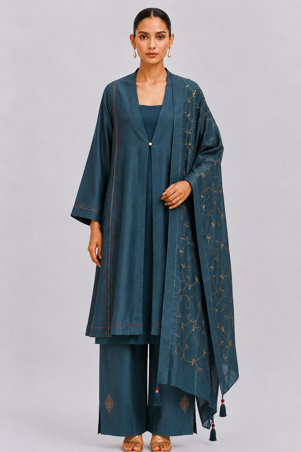 11 KALI KURTA SET (DARK TEAL)