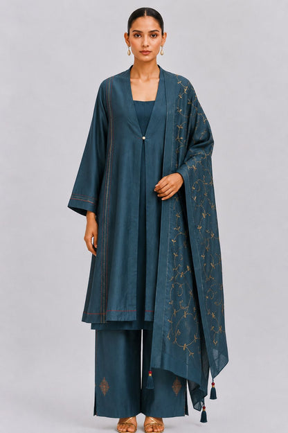 11 KALI KURTA SET (DARK TEAL)