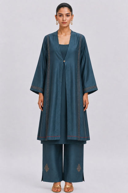 11 KALI KURTA SET (DARK TEAL)