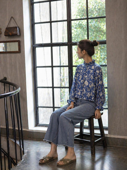 BLUE FLORAL TOP