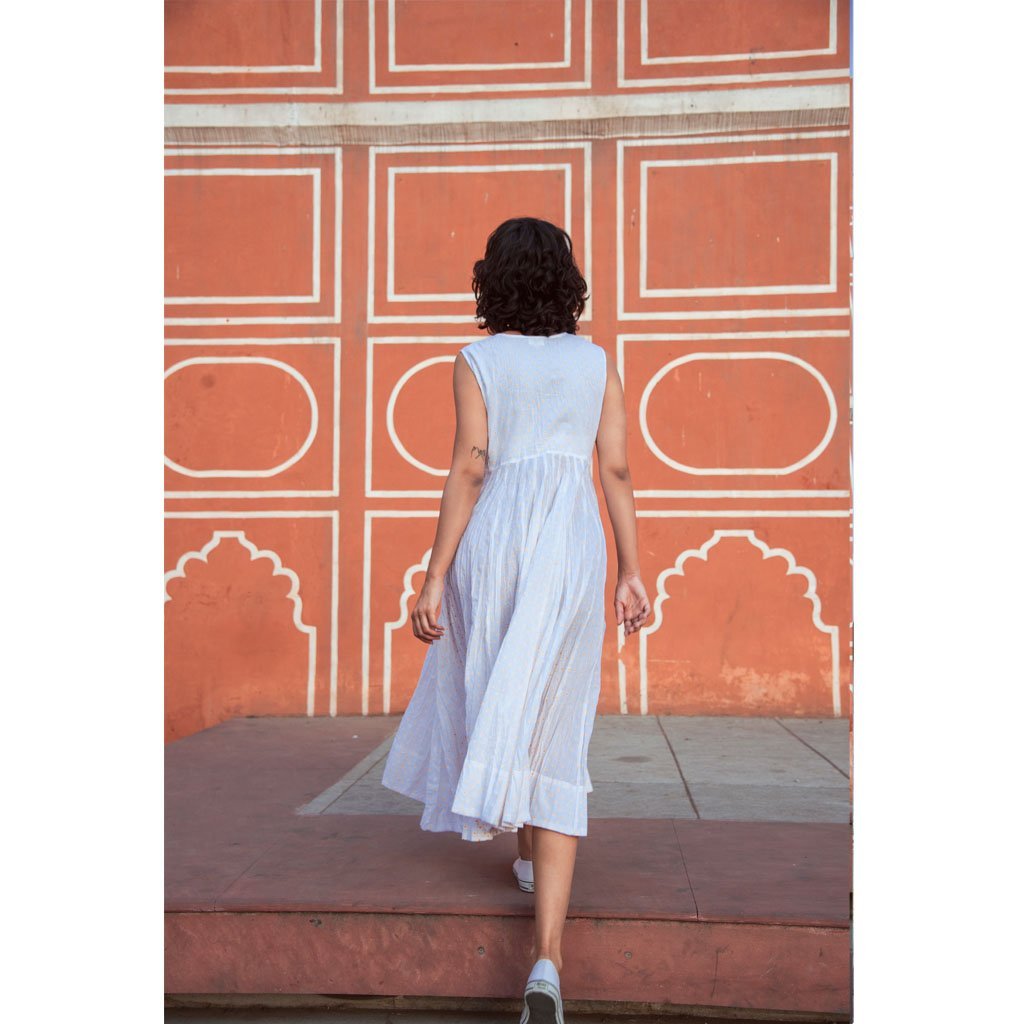 CRUSHED MANGUE POLKA (Dress-White & Mangue) - Tokree Shop Jaipur