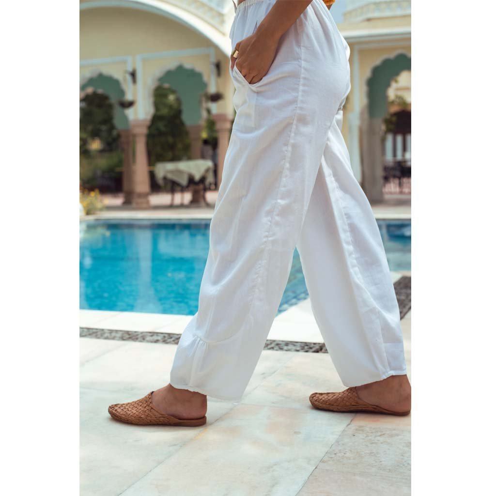 WHITE PAJAMA PANTS (Pants-White) - Tokree Shop Jaipur