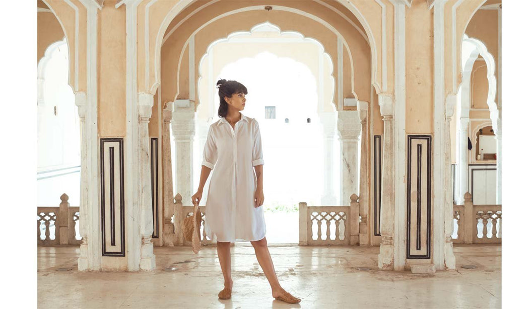WHITE SHIFT DRESS (Dress-White) - Tokree Shop Jaipur