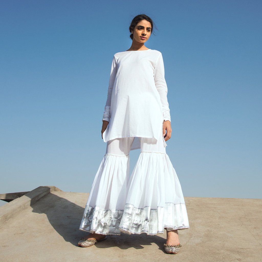 AZMA (Sharara-White) - Tokree Shop Jaipur
