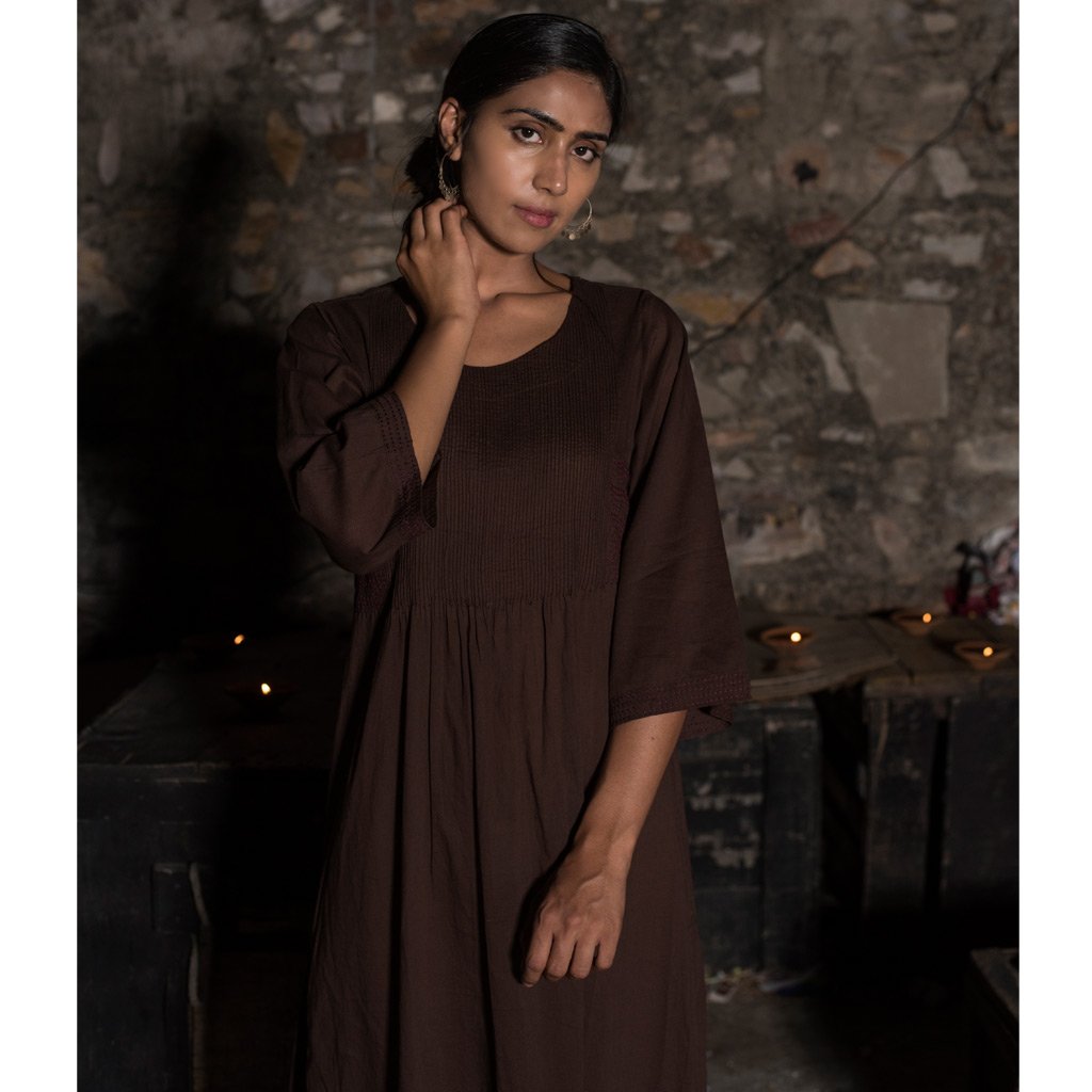 TINA (Kurta/Dress-Brown) - Tokree Shop Jaipur