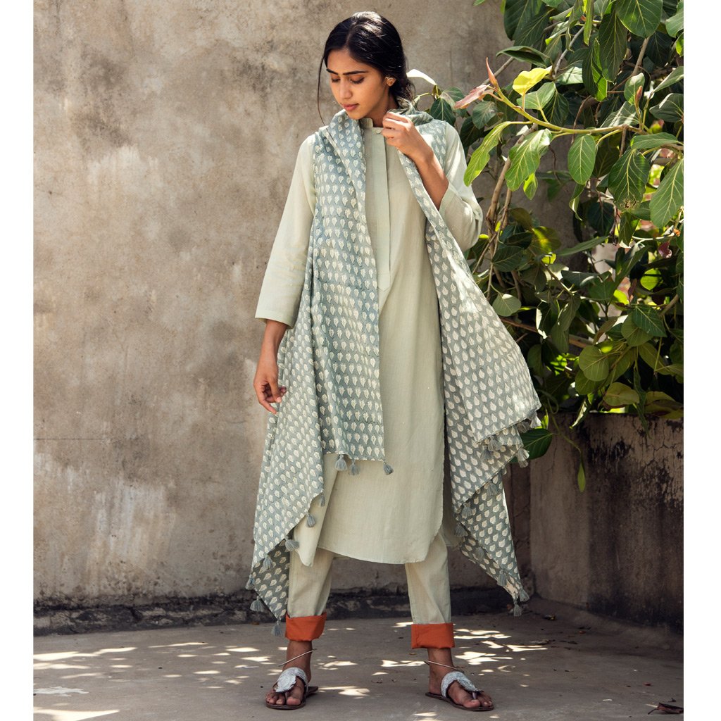 JAVED KAIR (Kurta/Dress-Sage Green) - Tokree Shop Jaipur