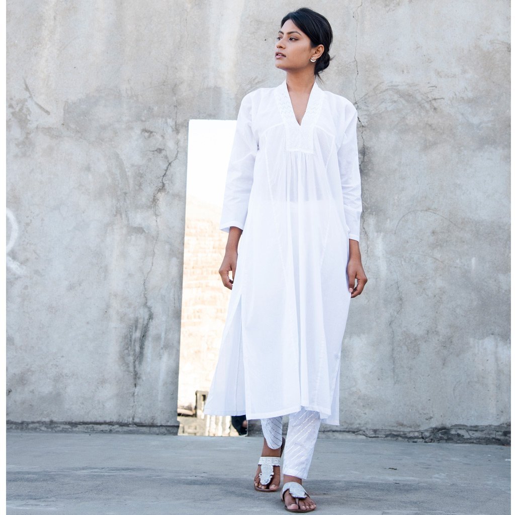 AABHA (Kurta-White) - Tokree Shop Jaipur