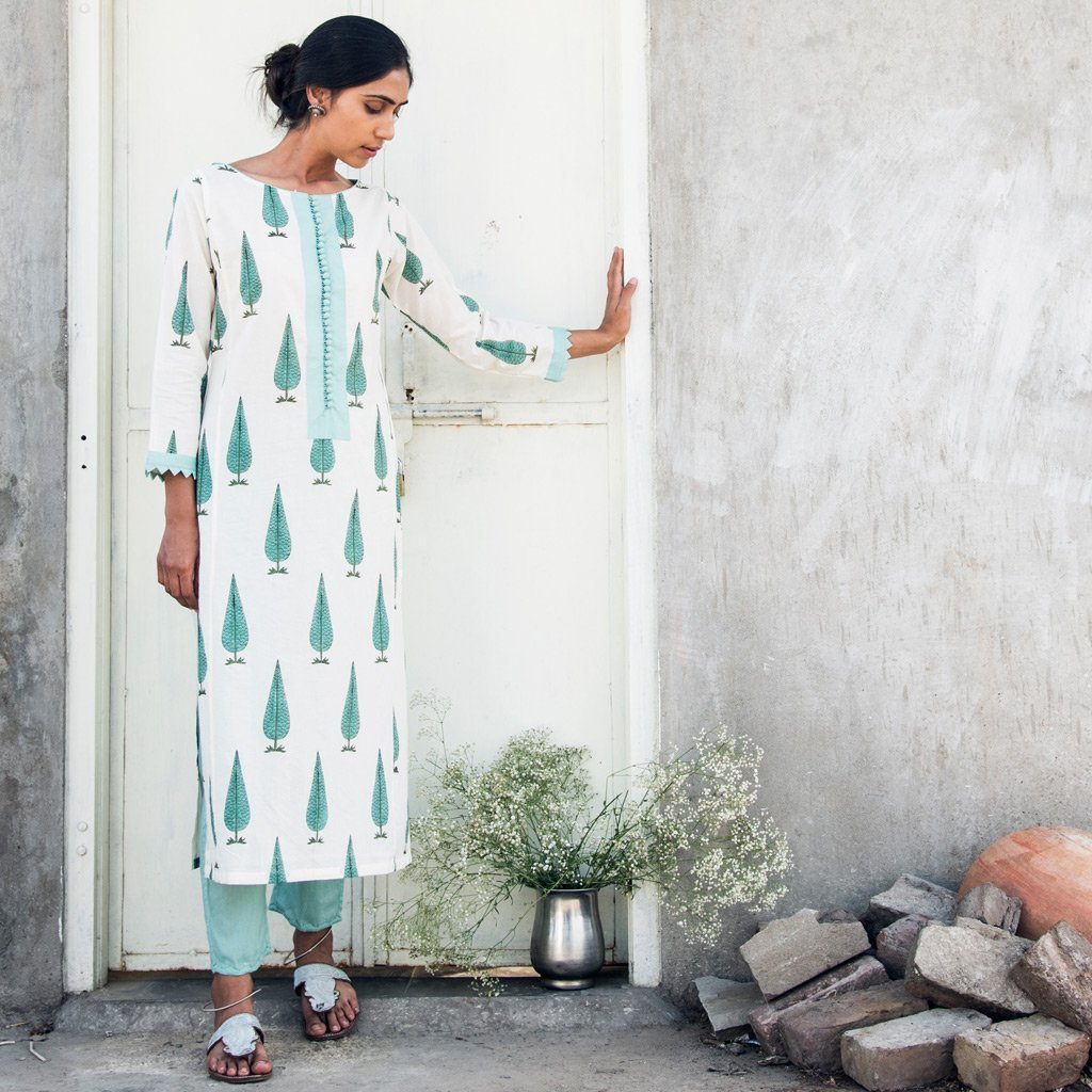 VIBHUTI (Kurta/Dress-Aqua) - Tokree Shop Jaipur