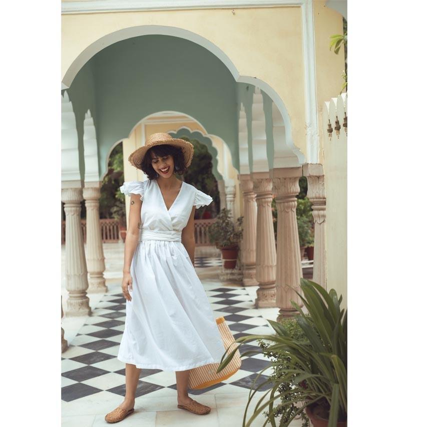 WHITE SUNDRESS (Dress-White) - Tokree Shop Jaipur