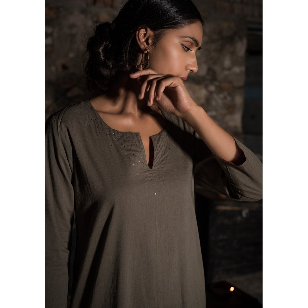 ABISH (Kurta/Dress-Maroon/Grey) - Tokree Shop Jaipur