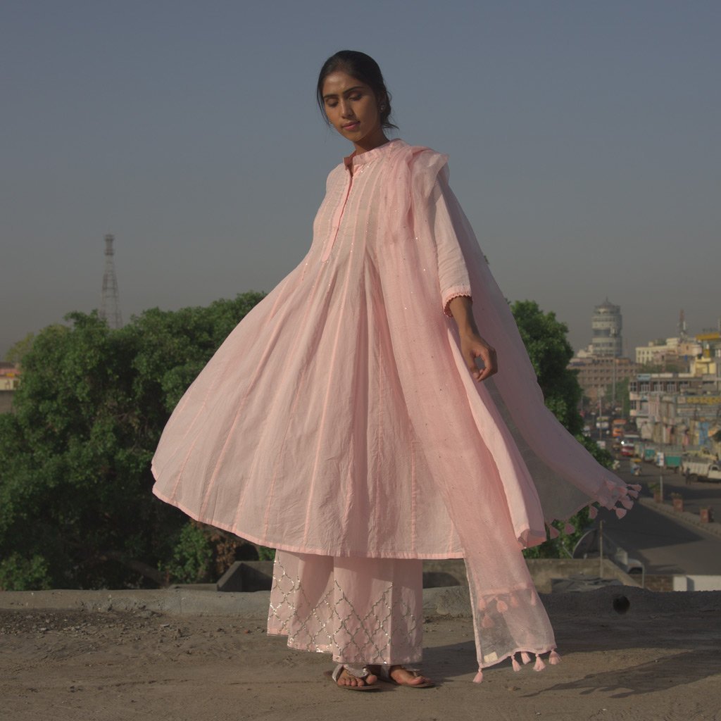 FALGUNI (Pant/Pajama-Powder Pink) - Tokree Shop Jaipur