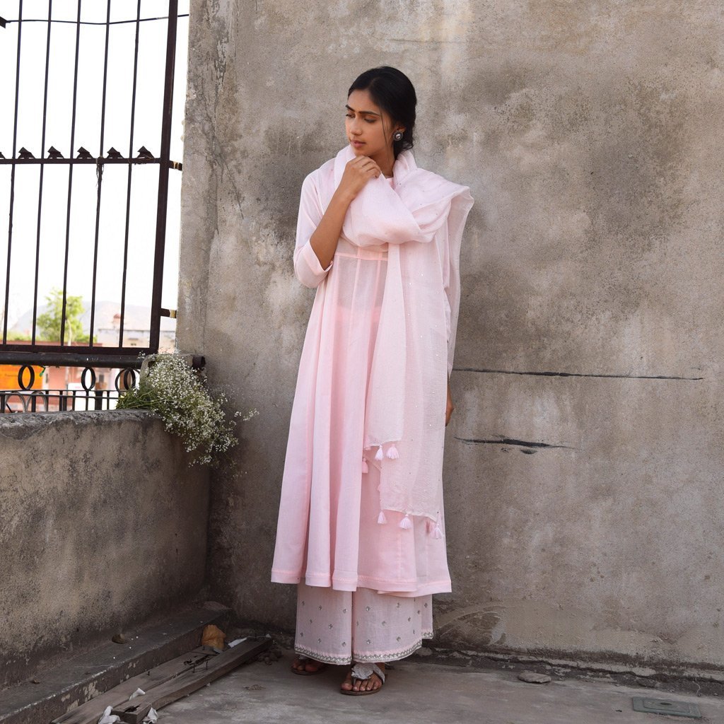 JAANVI (Pant/Pajama-Powder Pink) - Tokree Shop Jaipur